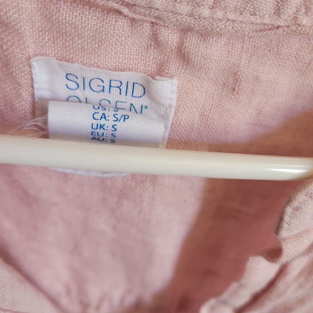 Sigrid Olsen Womens 100% Linen Long Sleeve Casual Shirt Tunic Top Sz Small Pink - Picture 3 of 8